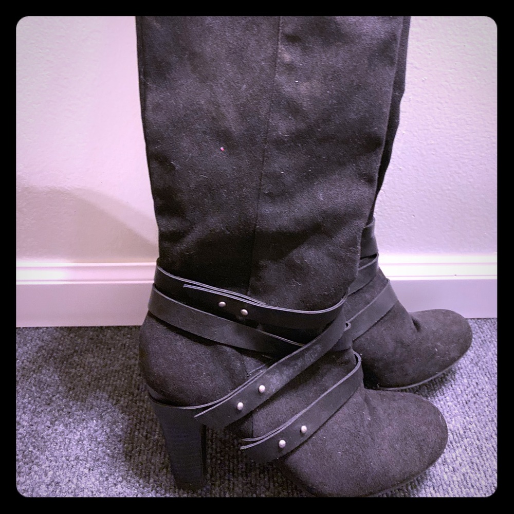 Suede calf high boots